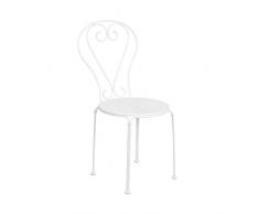 BUTLERS Century Stuhl mit Muster in Weiß 41x49x91 cm - Gartenstuhl beschichtetes Eisen - Französischer Balkonstuhl