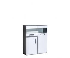 Mirjan24 Barschrank Apetito AP16, Barkommode, Highboard, Schrank mit Getränkefach (Anthrazit/Weiß)