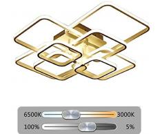 Wohnzimmerlampe Modern LED Decke Dimmbar Acryl Lampenschirm Deckenleuchte Chic Eckig Designer-Lampe Esszimmer Esstischlampe Fernbedienung Deko Deckenlampe Pendelleuchte Küche Landhaus Flur Leuchten