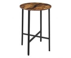 VASAGLE Stehtisch, Bartisch, Schreibtisch, runder Küchentisch, Ø 60 x 90 cm, Wohnzimmer, Küche, einfacher Aufbau, stabil, Stahlgestell, Industrie-Design, vintagebraun-schwarz LBT60X