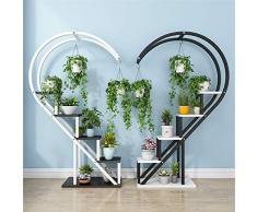 ZIXERN Blumenregal Schöne halbe Herzform Metall Garten Blume inszenierung Pflanze Stehen Display Regal Blume Stehen Blumenstandplatz im Freien (Farbe : White-Black, Größe : 30 * 55 * 146cm)