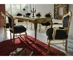 Casa Padrino Barock Esszimmer Set Schwarz/Gold - Esstisch + 6 Stühle - Möbel Antik Stil
