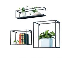 unho Wandregal Schweberegal Cube Regal 3er Set Bücherregal Regalsysteme, Retro Hängeregal Würfelregal, Schwarz