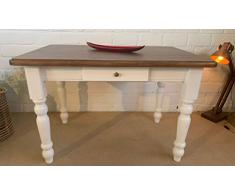 Gründerzeit Esstisch Weißenburg aus Weichholz - dunkel gebeizt weiß 120 cm