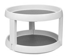 Lawei Gewürzkarussell Küchenregal Drehteller Rund Gewürzregal mit 2 Drehbare Ablagen für Küche Bad Vorratsdosen Gewürz - 25,5cm