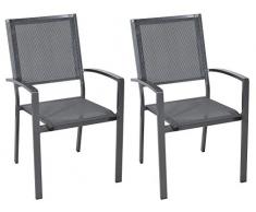 lifestyle4living Gartenstuhl, Stapelstuhl, Stapelsessel, Gartensessel, Balkonstühle, Metall, Aluminium, Alu, stapelbar, Textylen