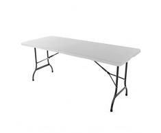 Klapptisch 180 x 75 x 74cm weiß Partytisch Gartentisch klappbar Campingtisch bis 170 kg stabil robust wetterfest 13 kg Tragegriff Koffertisch
