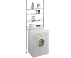 WENKO 18597100 Teleskopregal Ellera - mit 2 Ablagen und 2 Körben, Stahl, 71 x 65-306 x 20 cm, Chrom