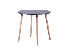 H.J WeDoo Runder Esszimmertisch Design Küchentisch Skandinavisch Esstisch MDF mit 4 Buchenbeine, HxD: 73 x 80 cm, Schwarz