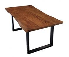 Sit Möbel Esstisch aus Akazie Massivholz mit Baumkante Stahlgestell Schwarz Nussbaum 200x100 cm