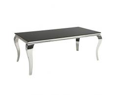 Invicta Interior Stylischer Design Esstisch MODERN BAROCK 200 cm Edelstahl mit Tischplatte aus Opalglas
