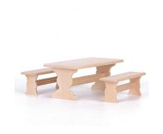 Jingyi Tragbare hölzerne Miniatur-Puppenhaus-Tischbank, 1:12 Tischbank, Garten für Schlafzimmer Küche für Wohnzimmer(Long Table Bench)