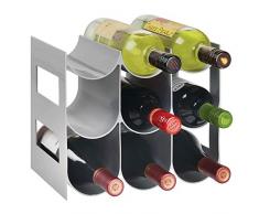 mDesign praktisches Wein- und Flaschenregal – Weinregal Kunststoff für bis zu 9 Flaschen – freistehendes Regal für Weinflaschen oder andere Getränke – grau