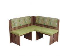 Pharao24 Eck Polsterbank in Grün Gemustert Nussbaum