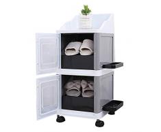 XYSQWZ Schuhregal Tür, Klappbarer Schuhschrank, Schuhregale Und Schränke, 4 Schicht Staubdichtes Schuhregal Schuhschrank Regale Für Ca 8 Paar Schuhe Schuhtruhe Hellgrau 28 * 34 * 122.5cm