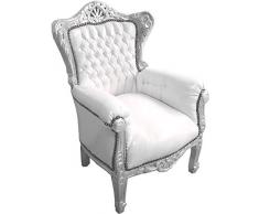 Casa Padrino Barock Kinder Sessel Weiß/Silber - Thron