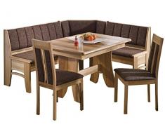 Schösswender Eckbankgruppe Bali, Kernbuche teilmassiv, besteht aus Eckbank, Wangentisch mit Auszug und 2 Stühlen, SWM_0009