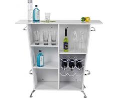 Kare Design Bar Lady Rock White, extravaganter Bartisch, Bartresen mit aufwendiger Rautensteppung, Bartheke mit viel Stauraum, Flaschenhalterungen und Fuß/Hand Reling, Weiß-Silber (H/B/T) 104x120x48cm