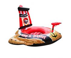 DRAKE18 Aufblasbarer Piratenschiff mit Wasserpistole Kinder Schwimmen Kreis Schwimm Drainage aufblasbaren Bett-Strand-Pool-Stuhl für den Sommer Außenpool