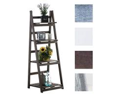 CLP Dekoratives Leiterregal FREDERIKA aus Holz mit 4 Ablageflächen I Klappbares Dekoregal im Landhausstil I Blumenregal mit 4 Ablageflächen I erhältlich Dunkelbraun