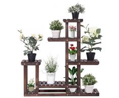 COSTWAY Pflanzenregal Blumenregal, Blumenständer Garten, Blumentreppe Holz, Pflanzentreppe mehrstöckig, Holzregal 100x25x97cm