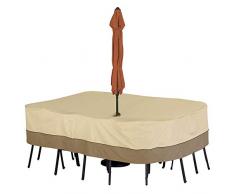 Rechteck Garten Tisch und Stühle Abdeckung Mit Sonnenschirm Loch, Patio Tisch und Stühle Set Abdeckung Wasserdichte Gartenmöbel Abdeckung