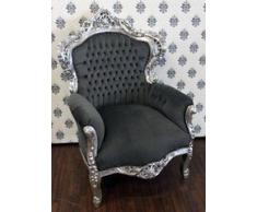 Casa Padrino Barock Sessel King Grau/Silber