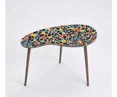 Queence Design-Tisch/Beistelltisch/Couchtisch/Retro Design/Nierenform/Coffee Table Tisch/Nierentisch/Telefontisch/Größe: 60x40, Farbe:Orange/Schwarz/Grün/Mosaik