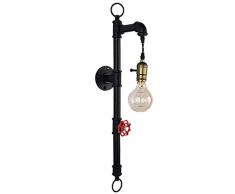 OYIPRO Vintage Wandleuchte Rohr Wandlampe Industrielampe E27 Lampenfassung Metall Schwarz mit Dekorativ Schalter für Café Wohnung Küche Bar Arbeitzimmer Esssaal Keller Kopfende