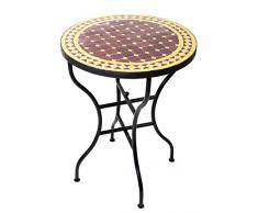 ORIGINAL Marokkanischer Mosaiktisch Bistrotisch ø 60cm Groß rund klappbar | Runder Kleiner Mosaik Gartentisch Mediterran | als Klapptisch für Balkon oder Garten | Marrakesch Bordeaux Gelb 60cm