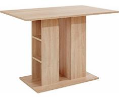 HOMEXPERTS Säulentisch MULAN / Moderner Esstisch aus Melamin Sonoma Eiche beige / passend zur Eckbank MULAN / Küchentisch mit Stauraum / mit Ablage / 110 x 70 x 75 cm (L x B x H) / Küchentisch