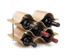 Weinregal 5 Flasche Holz Wave Weinregal Freistehend für Tischbar oder Theken Modernes minimalistisches Design Einfache Montage Süße und trockene Weine für kleine Hausbars Robust, langlebig