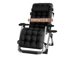 CHUDAN Garten Liegestuhl Mit Gepolsterter, Relax-Liegestuhl Und Reclining Kissen, Folding Sonnenliege verstellbar leicht zusammenklappbar für Strand, Schwimmbad, Garten Unterstützung 240kg,Black