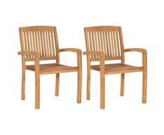 Tidyard 2 Stück Gartenmöbel Patio Bistro Stühle Teakholz Essmöbel Set, Allwetter Garten Sitzstuhl