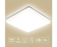 Oeegoo 18W LED Deckenleuchte Bad, 1800LM Flimmerfrei Badezimmerlampe (ersetzt 100W Glühbirne), IP44 Feuchtraumleuchte für Wohnzimmer, Küche, Balkon, Flur, Badezimmer usw, 4000K