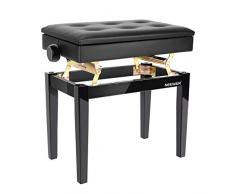 Neewer verstellbarer Klavierbank aus Holz mit Notenaufbewahrung Schwarzes Solo Sitzkissen aus PU leder Massivholzkonstruktion DX16