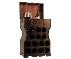 Unbekannt Wein Regal Holz Kiste Metallbeschlag Flaschen Ständer Getränke Schrank rustikal Harms304005