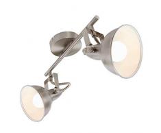 Briloner Leuchten 2049-022 A++ to E, Deckenlampe mit 2 dreh-und schwenkbaren Spots im retro / vintage Design, 40 W, Metall, E14, Satin-Weiß, 30.4 x 10 x 18.1 cm