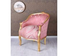Barockstuhl Sessel Gold Rosa Bergere Barock Armlehnstuhl Antik Prunksessel Palazzo Exklusiv