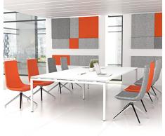 NOVA Konferenztisch 320x164cm Weiß mit ELEKTRIFIZIERUNG Besprechungstisch Tisch, Gestellfarbe:Weiß