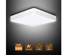 Ouyulong LED Deckenleuchte 36W 6500K 3240LM, Für Wohnzimmer,Schlafzimmer,Balkon -Super helle Deckenleuchte, Deckenleuchte Wohnzimmer Weiß 230×230×40 mm
