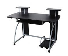 VASAGLE Schreibtisch Computertisch mit Rollen PC Tisch mit Tastaturauszug 2 Regale 120 x 59 x 90 cm LCD812B
