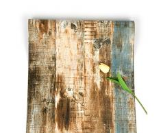 Holz-Tapete Brown Selbstklebende Tapete Streifen Wallpaper Streak Peel und Stick Wallpaper Korn-Kontaktpapier Rustikale Abnehmbare Tapete für Küchentür Kabinett Bartheke Schlafzimmer 45 * 500cm