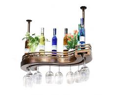 X&hui Hängende Weinregal Kelch Rack aus massivem Holz Hausbar Bar kopfüber Bronze S-förmige Hebe Weinschrank
