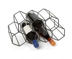 ASDF Freistehender Weinflaschenhalter, Keine Montage Erforderlich 9 Flaschen Metall Weinregal, Für Arbeitsplatte Bar Weinkeller Keller Schrank,Schwarz