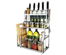 WJSW Gewürzregal Küchenregal Paket Veranstalter Kräuterregal Arbeitsplatte Halter Rack für Gewürzdose Flasche und mehr mit Schneidebrett Halter (Größe: 48 * 22 * ​​60 cm)