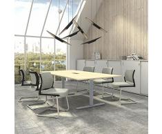 Weber Büro Easy Konferenztisch 240x120 cm Ahorn mit ELEKTRIFIZIERUNG Besprechungstisch Tisch, Gestellfarbe:Silber