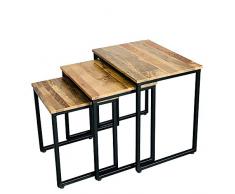 Pharao24 Dreisatztisch aus Mangobaum Massivholz Bügelgestell