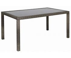 acamp Gartentisch Geflechttisch 140x90 cm grau meliert