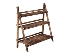 Outsunny Pflanzentreppe Blumenbank Blumentreppe Blumenregal Pflanzregal Blumenständer 3 Stufen Tannenholz Dunkelbraun 100 x 37 x 93 cm
